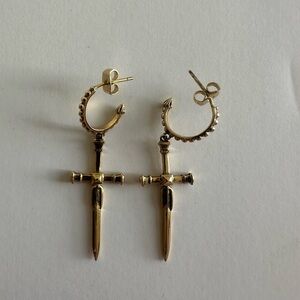 Gold Cross Hoop Earrings